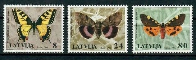 Latvia 1996 #423-5 MNH. Butterflies