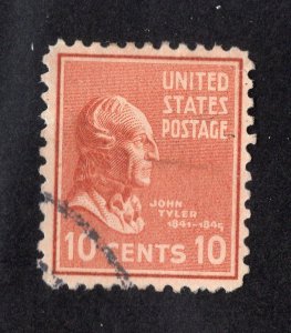 US 1938 10c brown red Tyler, Scott 815 used, value = 25c