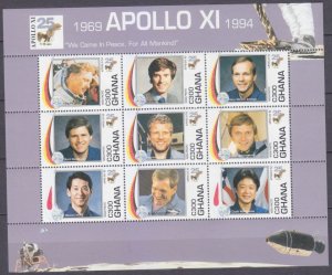 1994 Ghana 2037-2045KL 25 years of Apollo 11 moon landing 13,00 €