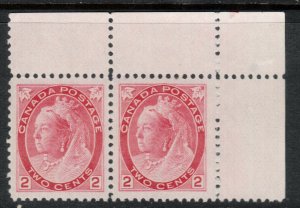 Canada #77 Extra Fine Mint Lightly Hinged Upper Right Margin Pair