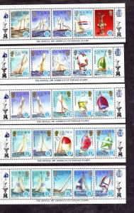 SOLOMON ISLANDS #570-574 1986 AMERICA CUP MINT VF NH O.G STRIP OF 5 ff