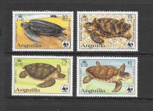 ANGUILLA #537-40 WWF TURTLES MNH