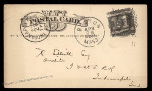 USA 1800s Boston Mass Negative Numeral 11 Fancy Cancel Cover 94962