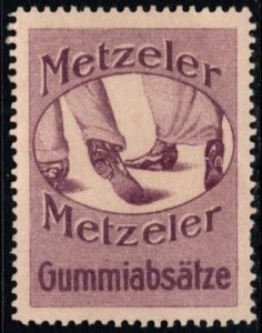 Vintage Germany Poster Stamp Metzeler Rubber Heels Unused