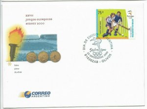 ARGENTINA 2000 OLYMPIC GAMES IN SYDNEY HOCKEY SPORTS GAMES FDC FIRST DAY COVER