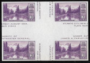 Doyle's_Stamps: MNH 1935 National Parks Special Printing Crossed Gutter Blocks