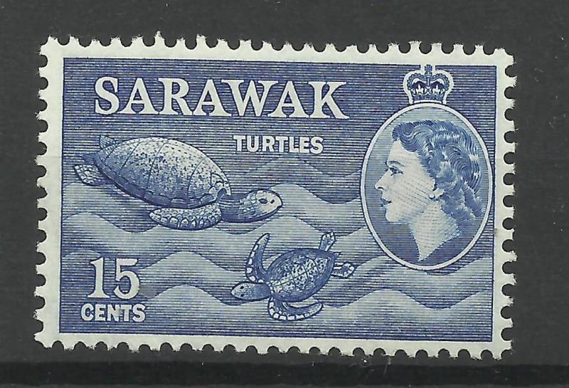 Sarawak 1955, Sg 195, 15c Blue, Lightly Mounted Mint. [1449]