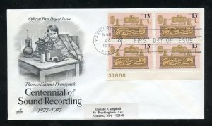 US 1705 Sound Recording Issue PB  ADDR ArtCraft cachet FDC