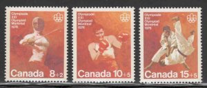 Canada #B7-9 ~ Cplt Set of 3 ~ Olympics ~ Mint, NH  (1975)