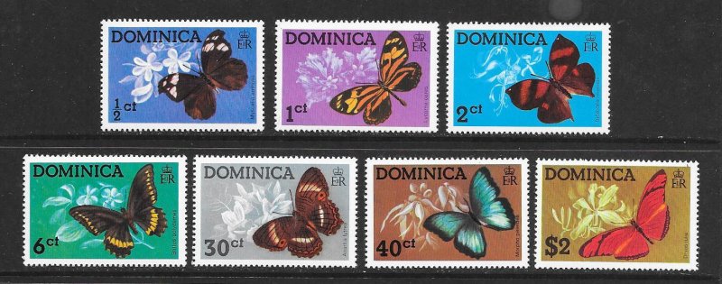 BUTTERFLIES - DOMINICA #427-33  MNH