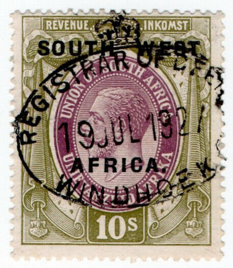(I.B) South-West Africa Revenue : Duty Stamp 10/-