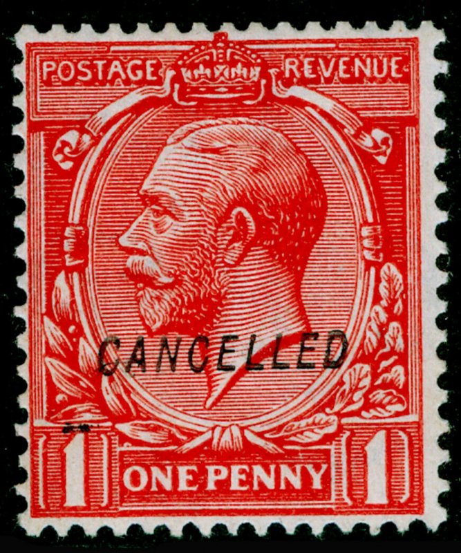 SG419Wi SPEC N34y, 1d bright scarlet, LH MINT. Cat £75. 'CANCELLED'. WMK INV