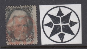 US #73 Grilled BLACK JACK with RED STAR Cancel (NICE) cv$60.00