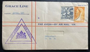 1941 Aruba Curacao Airmail Censored Cover To New York USA Grace Line