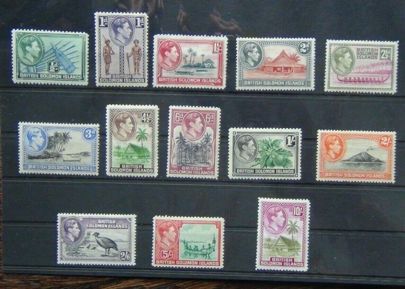 Solomon Islands 1939 - 1951 set to 10s MM (1.5d unused 1d 3d 1s 2s Toned gum) 