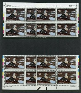 U. S. #RW58 (US949) Comp Plate blocks matched set, M, NH, VF, Face $240.00