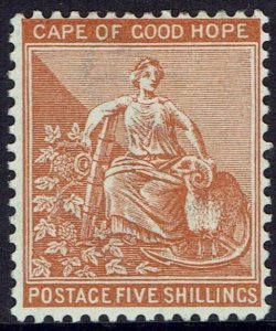 CAPE OF GOOD HOPE 1893 HOPE SEATED 5/- WMK ANCHOR