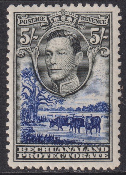 1938 British Bechuanaland Protectorate KGVI 5/ MMH Sc# 135 CV $27.50