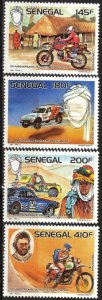 Senegal 1988 Racing Cars Motorcycles Paris - Dakar 1987 Winners Set of 4 MNH