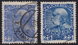 Austria - 1908 - Scott #117,117a - used - both paper types