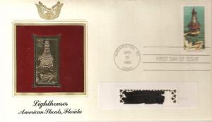 US 2473 FDC Lighthouse with Gold Replica