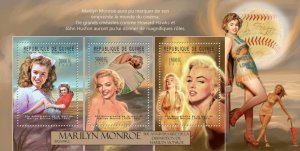 GUINEA - 2012 - Marilyn Monroe #2 - Perf 3v Sheet -Mint Never Hinged