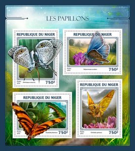 Butterflies Stamps Niger 2016 MNH Chalkhill Blue Butterfly 4v M/S