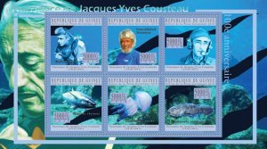 GUINEA - 2010 - Jacques-Yves Cousteau - Perf 6v Sheet - Mint Never Hinged