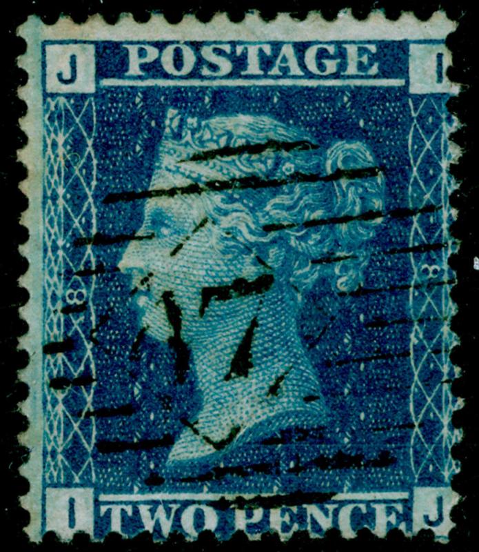 SG45, 2d blue plate 8, FINE USED. Cat £42. IJ