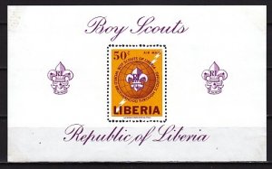 Liberia, Scott cat. C165. Scout Emblem s/sheet. LH on Front. ^