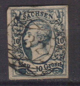 GERMANY SAXONY STAMPS. 1856 , Sc.#14,  Mi.#13, USED