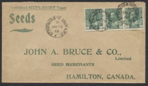 1918 RPO Postmark St Thomas & Windsor RPO Bruce Seeds Cover #104 1c Admirals