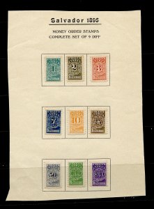 EL SALVADOR 1895 MONER ORDER STAMPS cpl.set of 9 / MINT ALL HINGED TO PAGE