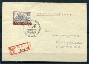 Poland GG/Germany 1943 Cover Mi 116 Single usage to Nurnberg. Signed. CV 380 eu