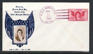 United States, Scott cat. 962. Francis S. Key, Photo Cachet. First day cover. ^