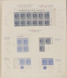 NEW SOUTH WALES 1897-1907 QV 2d blue study of multiples. Monograms cat £670+.