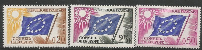 FRANCE 1O7-1O9, MNH, C/SET OF 3 STAMPS, COUNCIL, FLAG