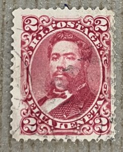 Hawaii 38 / 1882 2c Lilac Rose King David Kalakaua Stamp, Used