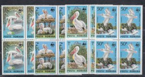 Romania 1984 STAMPS Birds Danube Delta WWF BLOCKS MNH pelicans POST