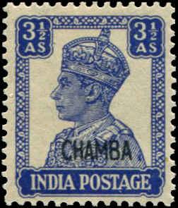 India - Chamba SC# 96 SG# 115 George VI 3-1/2As MNH