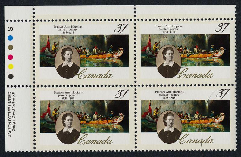 Canada 1227 TL Plate Block MNH Art, Frances Ann Hopkins