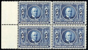 US Stamps # 326 MNH F-VF Block Of 4 ONE Slight Crease Fresh Scott Value $720.00