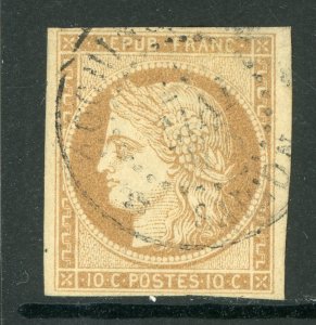 France Colonies 1871 General Issues 10¢ Bister Scott # 9 VFU D632