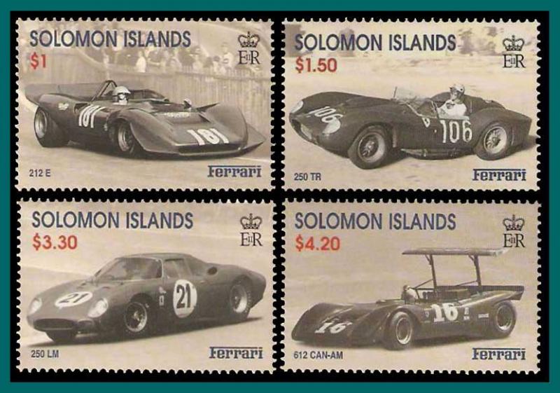 Solomon Islands 1999 Ferrari Racing Cars, MNH 885-888,SG947-950