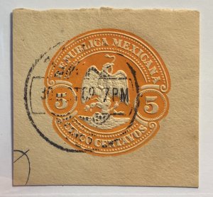 Mexico 1890 /1895 stationary cut out, used - 5c, eagle with snake