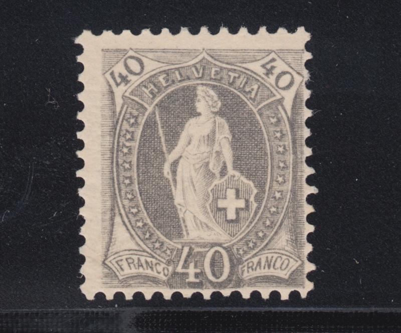 Switzerland Sc 84b MLH. 1901 40c gray Helvetia, perf 11½x12. 