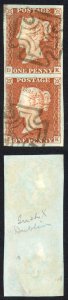 1841 Penny Red (DK/EK) Plate 30 DUBLIN Crosses SUPER Vertical PAIR Cat 250+++++