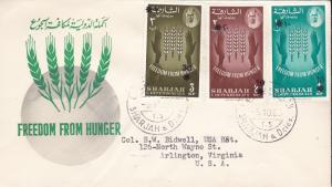 U.N. Food & Agricultural Org. 1963.Sharjah Stamps Overprint Surcharges (7) FDC