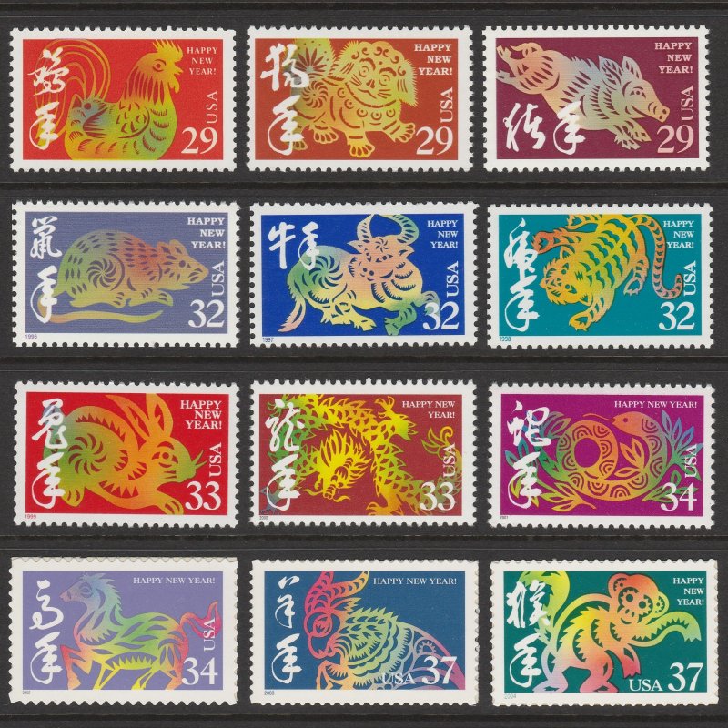 Chinese Lunar New Year 1st Series   1992-2004  #2720/3832 Complete Set  MNH