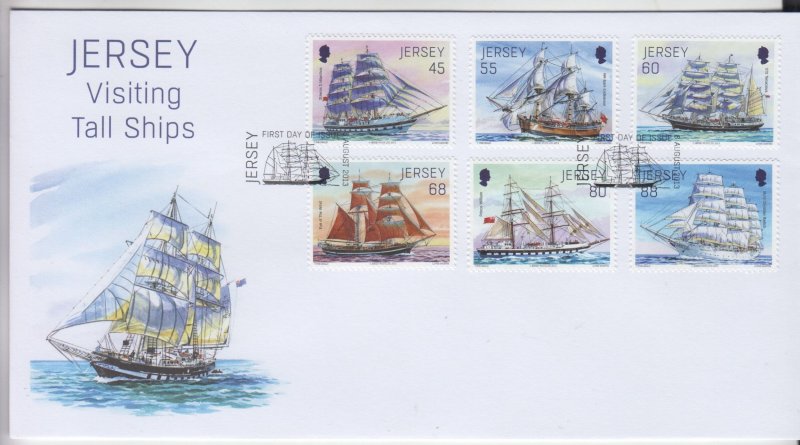 Jersey 2013,  Tall Ships Set  of 6 on FDC